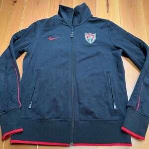 Nike USA Soccer Full Zip Track Jacket Black Red‎ 407391-010 Womens Size Large